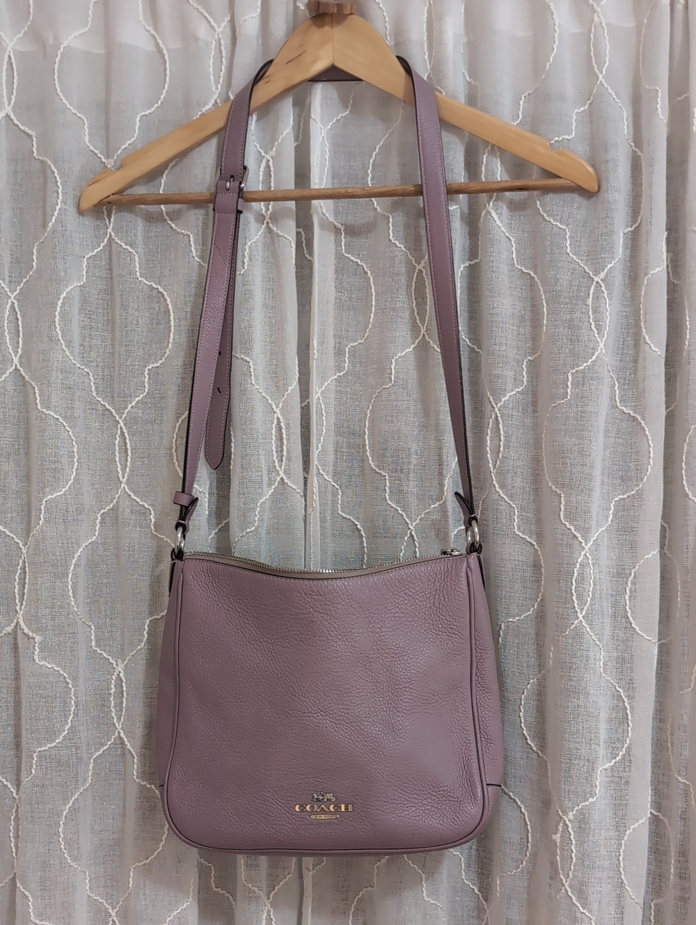 Coach Dusty Lavender Pebbled Leather Ellie Purse With Dust Bag 🪻🩷